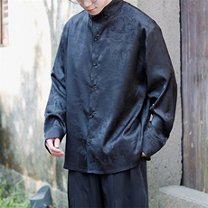 现货秋装长袖衬衫男士风立领盘扣开衫男CS01-P75控98，男装衬衫，电商A021