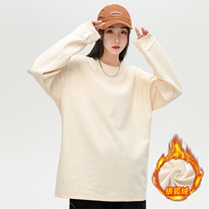 新款加绒加厚纯色潮流韩版宽松圆领休闲卫衣EY-3658JR-P50，男装卫衣，电商B306