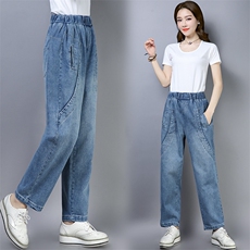 裤子牛仔修身宽松运动时尚简约2021年春季，女装裤子，小林双子