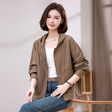 时尚春季女装连帽宽松短外套百搭显瘦休闲夹克衫，女装短外套，希欧阁