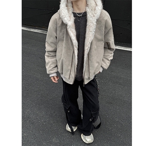 韩系高级感座山雕男女同款冬季PU皮夹棉棉服ZX45批118图片