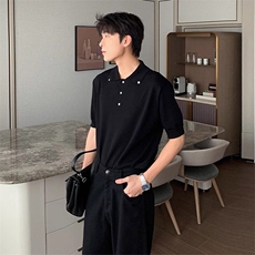 【现货】老钱风冰丝凉感Polo领针织T恤T07046P40，男装T恤，星座1004（原星座815-3）