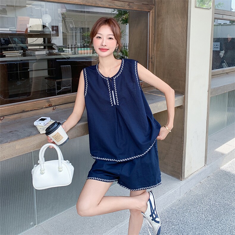 绝美俏皮小清新套装夏季2025新款韩版设计感背心上衣短裤两件套女,女装套装/套裙,2C022