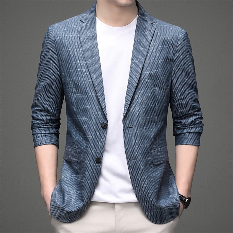 新款2022西服男士春秋季薄款便西上衣休闲小西装中年潮流外套,男装西服,电商B212（原钱塘6029）