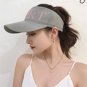 新款女韩版春夏简约百搭字母帽子户外运动休闲遮阳空顶帽图片