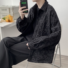 男士情侣衬衣春季日系宽松休闲纯色长袖衬衫潮牌上衣服C047-p43，男装衬衫，星座1008-2