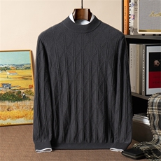 2025年秋季新款十二针点子纱提花男士针织羊绒衫时尚休闲通勤百搭，男装羊绒套衫，星纬羊绒