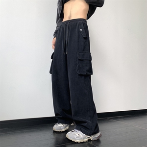 工装裤男春秋美式vibe潮牌松紧腰大码直筒裤子 XZ514-2-K1557-P63图片