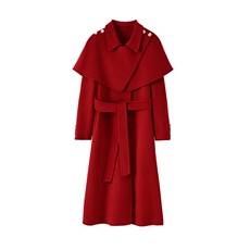 秋冬新款双面羊毛大衣时尚披肩可拆卸洋气减龄，女装双面呢大衣，阿吉丽克