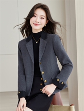 《档口现货》2026秋装新款气质收腰百搭灰色西装小外套配腰带女，女装西装，苗苗