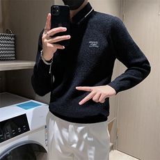 店主风小伙秋冬男修身衬衫领假二件针织毛衣301A-1/M66/P75控95，男装针织衫/毛衣，星座301A-1