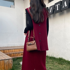 2024年秋季时尚潮流芝麻点马甲套装裙两件套，女装套装/套裙，美雪羊绒