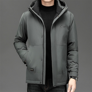 新标羽绒服男士秋冬2026新款休闲连帽加厚外套中老年保暖爸爸装图片