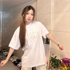 万针全刺绣工艺抖音得物高品质260克重磅纯棉双纱美式高街短袖T恤，男装T恤，电商A486