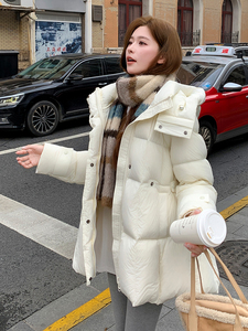 款纯色小蛮腰连帽显瘦羽绒服女（腰围可调节）图片