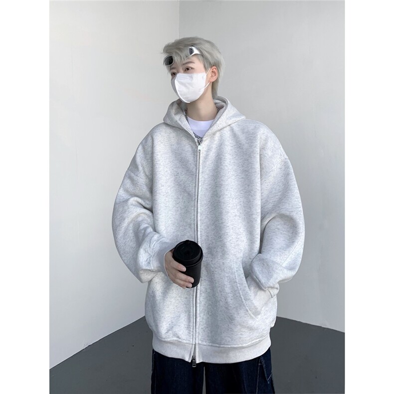 65棉420g重磅开衫连帽纯色卫衣全铜双拉链头KS08-P65,男装卫衣,星座201-4