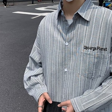 文艺标准新款青春流行慵懒翻领男时尚长袖日系衬衫外套RC80P40，男装衬衫，星座1116-2