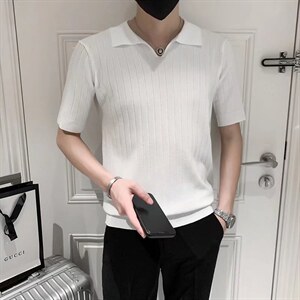 男春季潮韩版宽松百搭情侣冰丝短袖针织衫S249P37图片