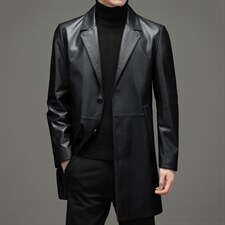DLSN21023新款2021皮衣男头层牛皮中长款翻领皮风衣P1290,男装皮衣,电商B360
