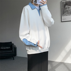 8XL-M美式拼接新款翻领高级感衬衫领运动上衣长袖卫衣男WY26P68，男装衬衫，电商D206-1