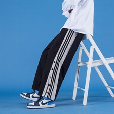2025春夏款排扣裤子男直筒阔腿裤三条杠卫裤运动裤XZ207-K1017P30，男装休闲裤，星座207