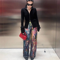 新款3D彩印泼墨油画调色盘阔腿牛仔裤休闲裤男女同款潮，男装休闲裤，星座506A