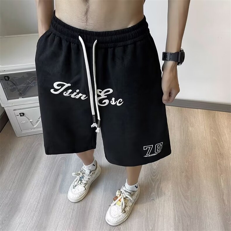 大码印花运动短裤男夏季薄款美式复古高街ins潮牌宽松JK42-P32,男装休闲裤,星座1109-3