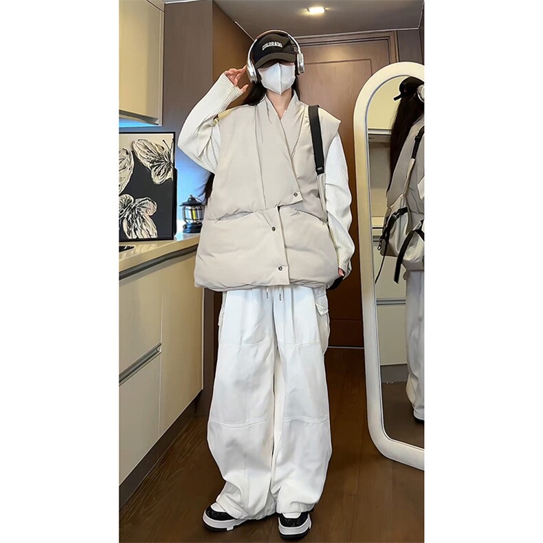 冬款棉衣小众解构设计马甲潮搭高街痞帅慵懒风外套HY684TP75图片