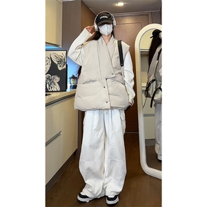 冬款棉衣小众解构设计马甲潮搭高街痞帅慵懒风外套HY684TP75图片
