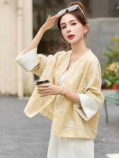 2025年夏季新款刺绣珠片欧根纱短款外套女，女装短外套，沁沁公主