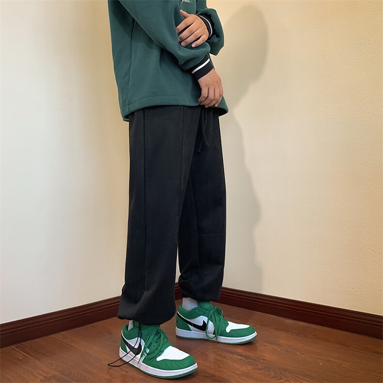 22秋新款麂皮休闲宽松oversize港风束脚休闲裤B266-X828-P60,男装休闲裤,星座B257-1
