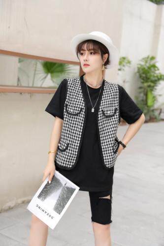 珍珠格子马甲套装，美美哒！，女装马夹，春信拙源