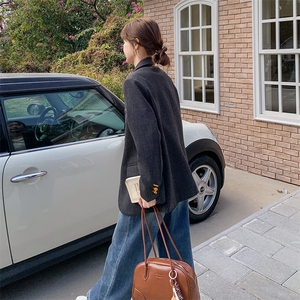 高级感黑色西装外套女2025春季新款韩版宽松休闲气质通勤西服爆款图片
