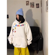 1015-P44美式复古彩色字母印花连帽卫衣，男装卫衣，电商B323A