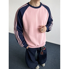 粉色拼藏青袖
