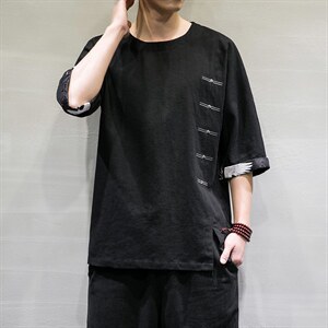 春夏风棉麻七分短袖t恤男宽松大码上衣DSA008/T063/P60图片