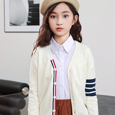 时尚儿童V领针织开衫舒适百搭展现活力风采，童装儿童针织衫，暖姿羊绒童装店