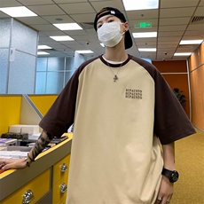 T117P28夏装男女同款短袖T上衣半袖宽松港风青年男装，男装T恤，星座512-6
