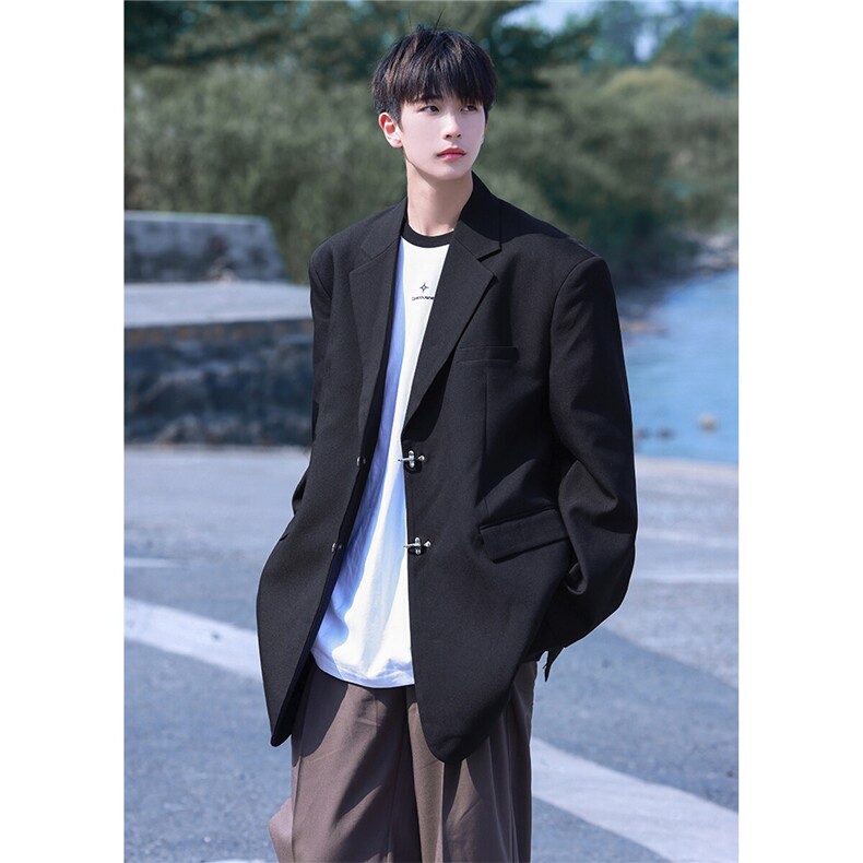 2026港风潮流金属装饰西服男大码M-5XL简约西服男XF77069P85控128，男装西服，星座227-7