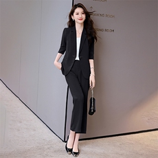 2024BAO新装夏设计感时尚洋气新中式改良西装可盐可甜范两件套，女装套装/套裙，火爆靓佳人