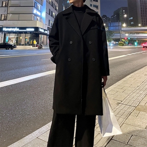 秋冬宽松毛呢大衣男潮高级感中长款风衣外套MN99995/P100加棉P110图片