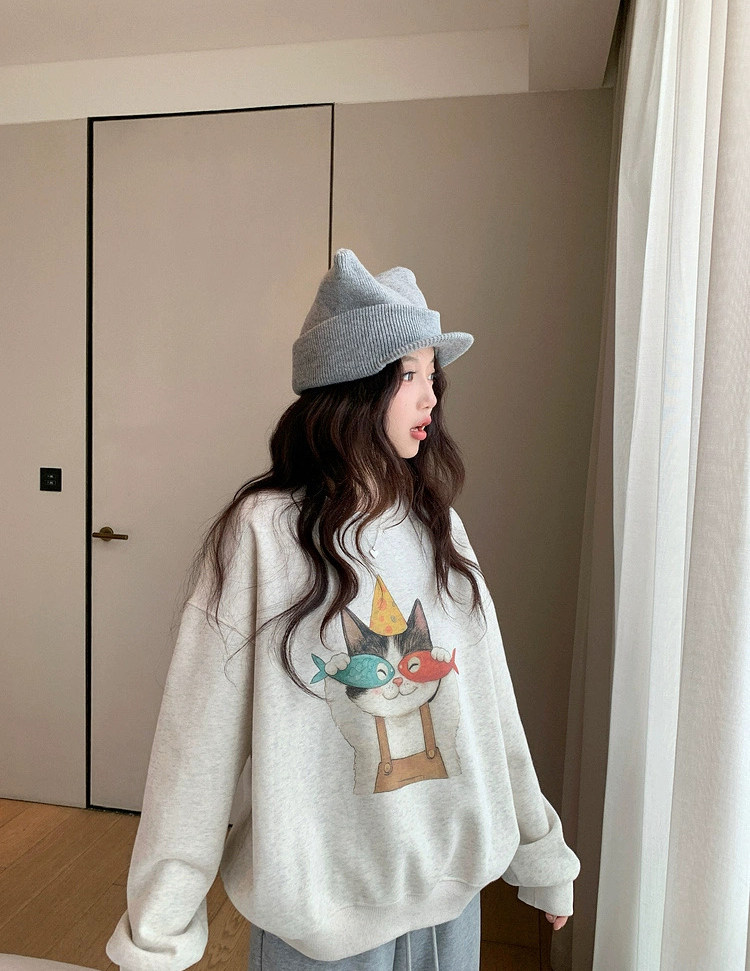 2025年秋季时尚百搭通勤简约休闲加厚加绒保暖圆领卫衣,女装卫衣/绒衫,湘姗