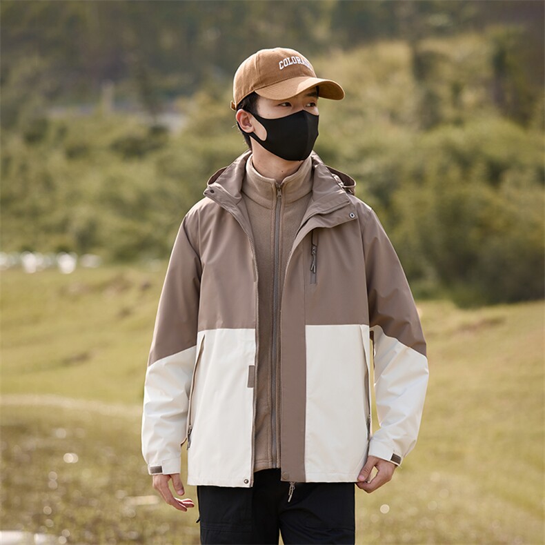 FL88821-66086春秋男女防风防水三合一冲锋衣户外连帽休闲夹克,男装夹克,电商B360