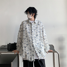 毛边流苏小香风长袖痞帅休闲春夏重磅立体流苏男装衬衫CS53-P50，男装衬衫，星座302B