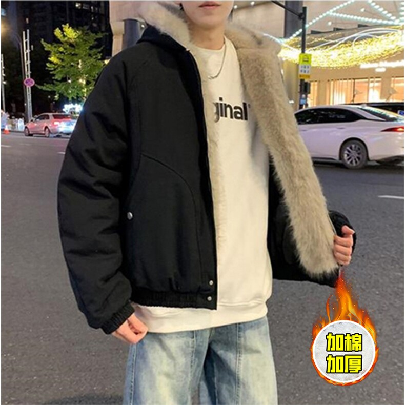 现货高品质美式高街冬季重磅硬挺短款座山雕毛领棉衣男女加厚外套,男装棉衣,电商A486-1