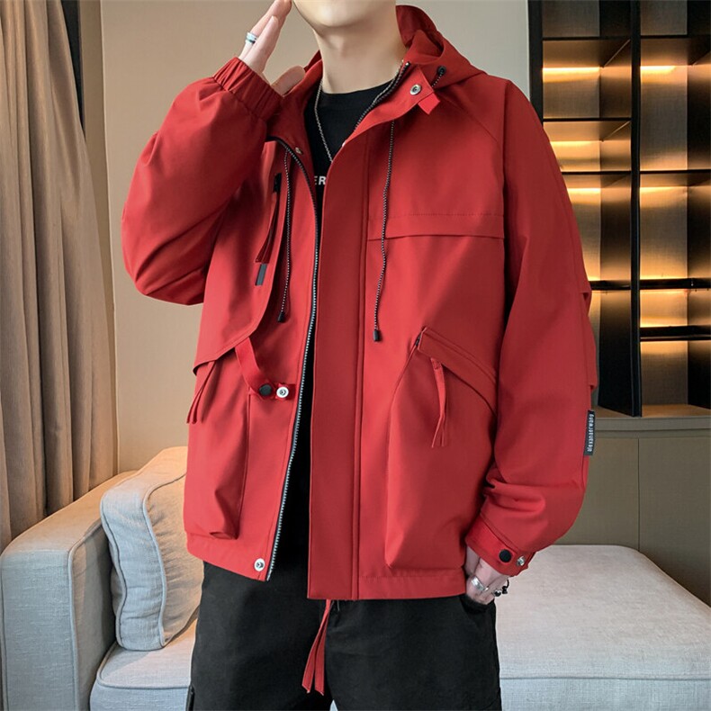 2025春款美式连帽服夹克男港风复古工装外套JK0136-P85,男装夹克,星座308B-2