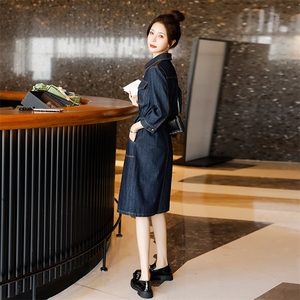 时尚显瘦牛仔连衣裙女新款气质长袖收腰显高裙子春秋季韩版潮图片