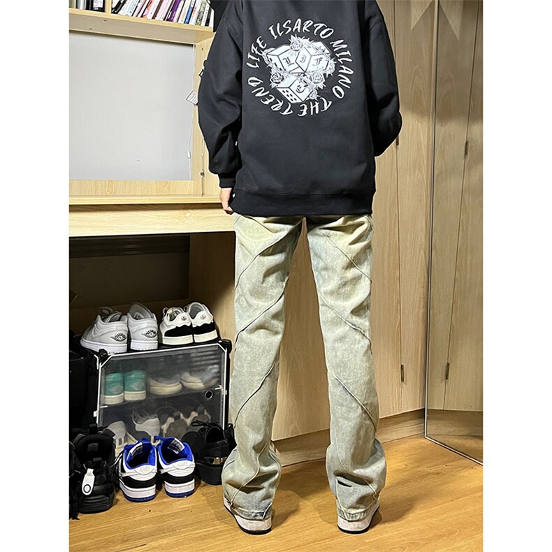 B221美式ins高街暗黑小众个性设计直筒牛仔裤LK23144-P65控88,男装牛仔裤,电商B221