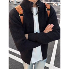 重磅秋冬北极绒双拉链毛衣开衫美式复古休闲慵懒风宽松针织衫外套，男装针织衫/毛衣，电商A486