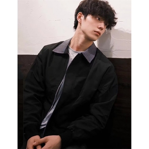 美式假两件拼接休闲短款夹克秋冬宽松外套上衣男女潮JYF36
